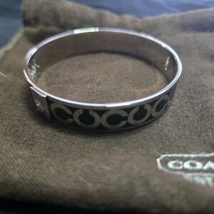 Coach Silver and Black Bangle Bracelet